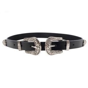 Silver double buckle belt